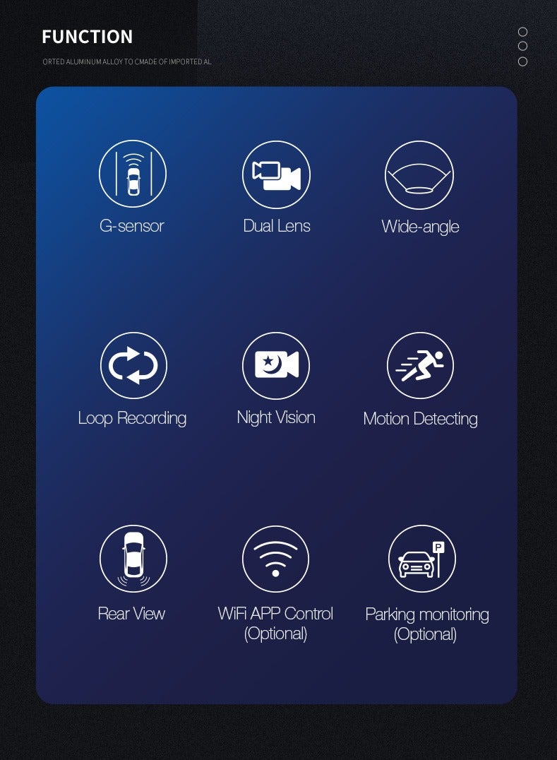 مثبت كاميرا الحركة، مسجل فيديو رقمي للسيارة، 3.16 بوصة، مسجل فيديو عالي الدقة 1080 بكسل، مسجل سيارة، كاميرا لوحة القيادة، مسجل فيديو مزدوج - Image 4