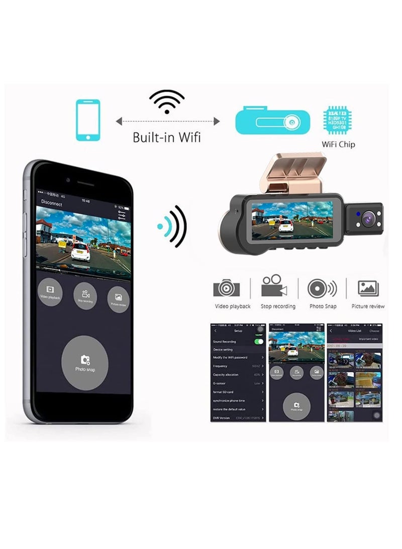 مثبت كاميرا الحركة، مسجل فيديو رقمي للسيارة، 3.16 بوصة، مسجل فيديو عالي الدقة 1080 بكسل، مسجل سيارة، كاميرا لوحة القيادة، مسجل فيديو مزدوج - Image 3