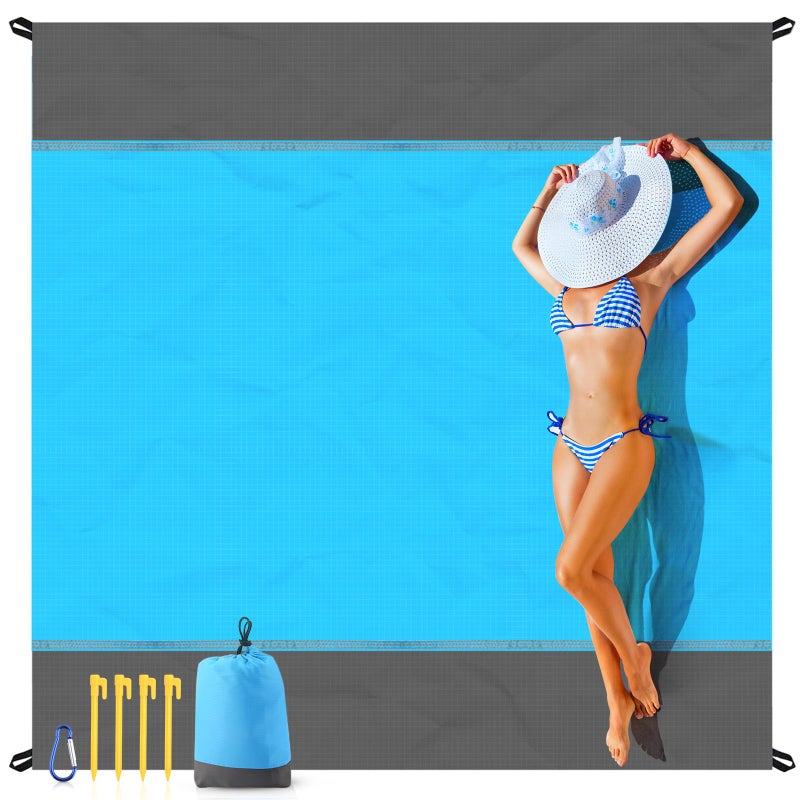 EASYFUN Beach Blanket Sandproof Oversized 7983 Extra Large Beach Mat Portable Picnic Mat for Travel Camping Hiking Lightweight Beach Essentials Family Water Resistant Mat Nylon 210T