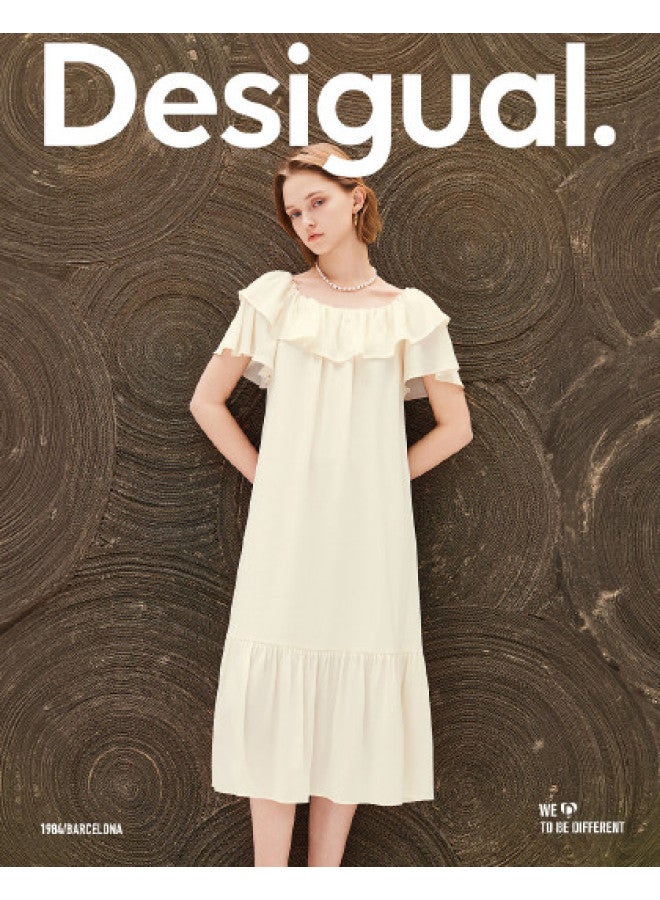 DESIGUAL فستان بقصة مستقيمة وياقة دائرية مع طيات وزر رباط - Image 1