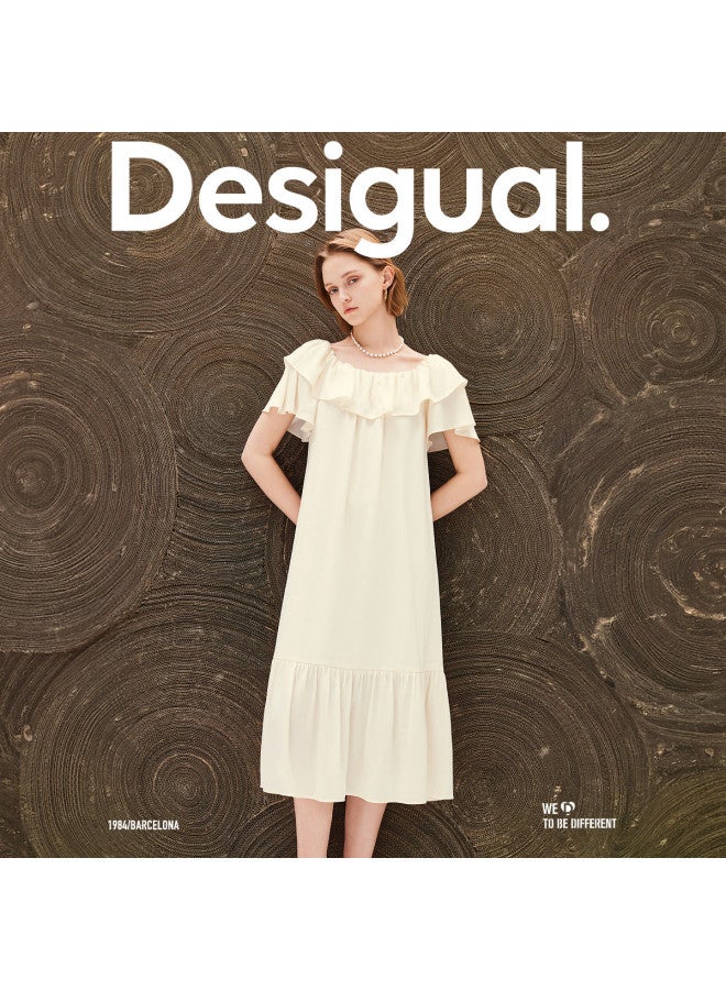 DESIGUAL فستان بقصة مستقيمة وياقة دائرية مع طيات وزر رباط - Image 2