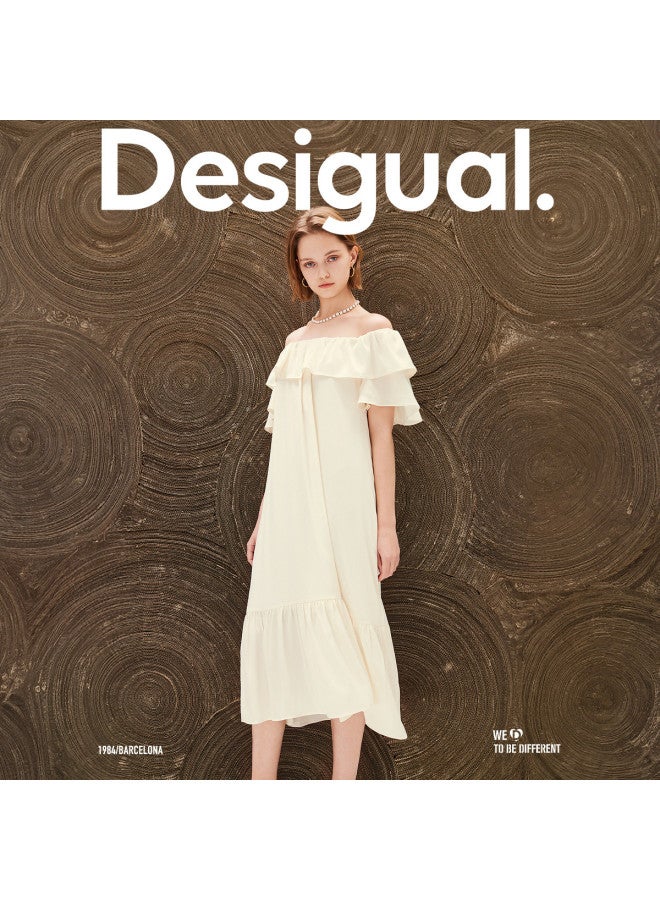 DESIGUAL فستان بقصة مستقيمة وياقة دائرية مع طيات وزر رباط - Image 3