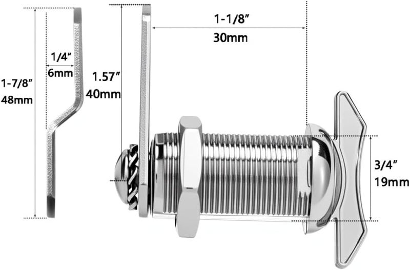 WOOCH 1-1/8" Thumb Operated Offset Cam Lock, RV Compartment Latch, Non-Locking Thumb Turn, for RV Compartment Camper Storage Door (2 Pack) - Image 2