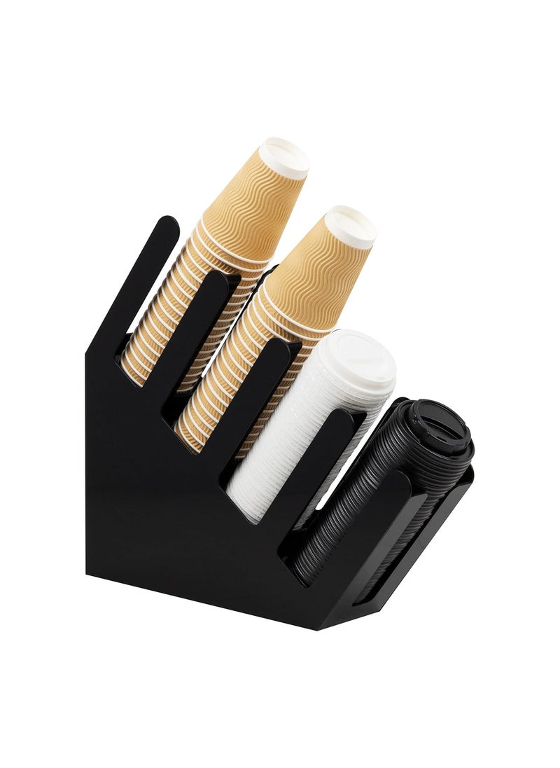 Mind Reader Mind Reader 4 Compartment Acrylic Cup and Lid Storage Organizer, Black  - Image 1