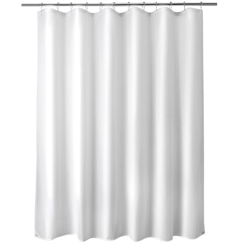 Titanker Extra Long Shower Curtain Liner Washable 72 x 84 Inches White Shower Liner Fabric with 2 Magnets Waterproof Bathroom Long Shower Liner Polyester Soft Lightweight White