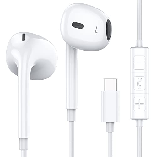 MOSWAG USB C Headphone Wired Earbuds in Ear Headphones with Mic and Volume Control Compatible with iPhone 15 proPro max iPad Air Samsung Galaxy S23 S22 Pixel 7 6 6a 5 OnePlus 9 - Image 1