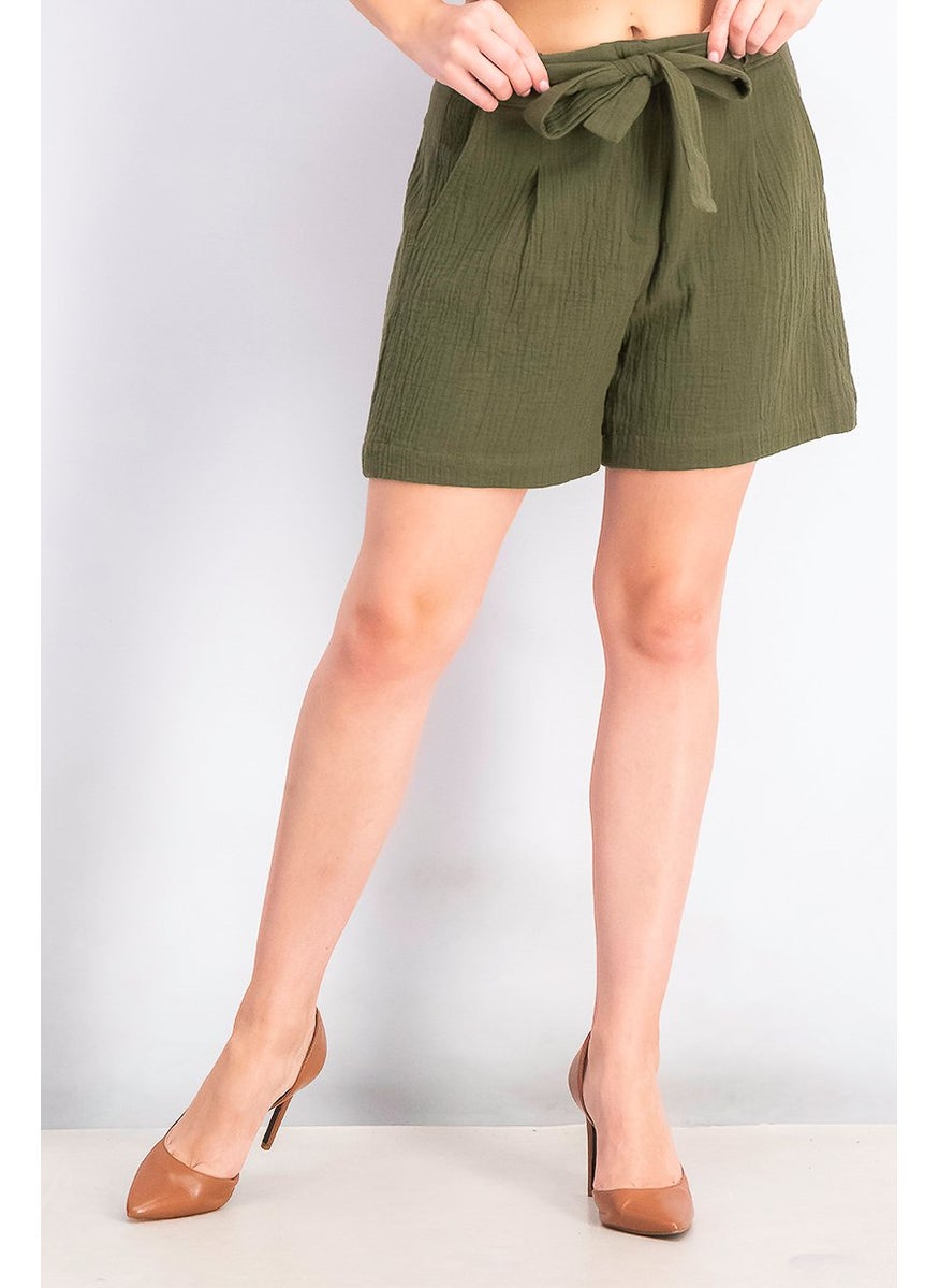 Women Drawstring Plain Shorts, Olive - pzsku/Z11EFEFA9AD06C12485E3Z/45/_/1724351003/7c4e0669-7e90-4d9c-9b14-a62c6c010d37