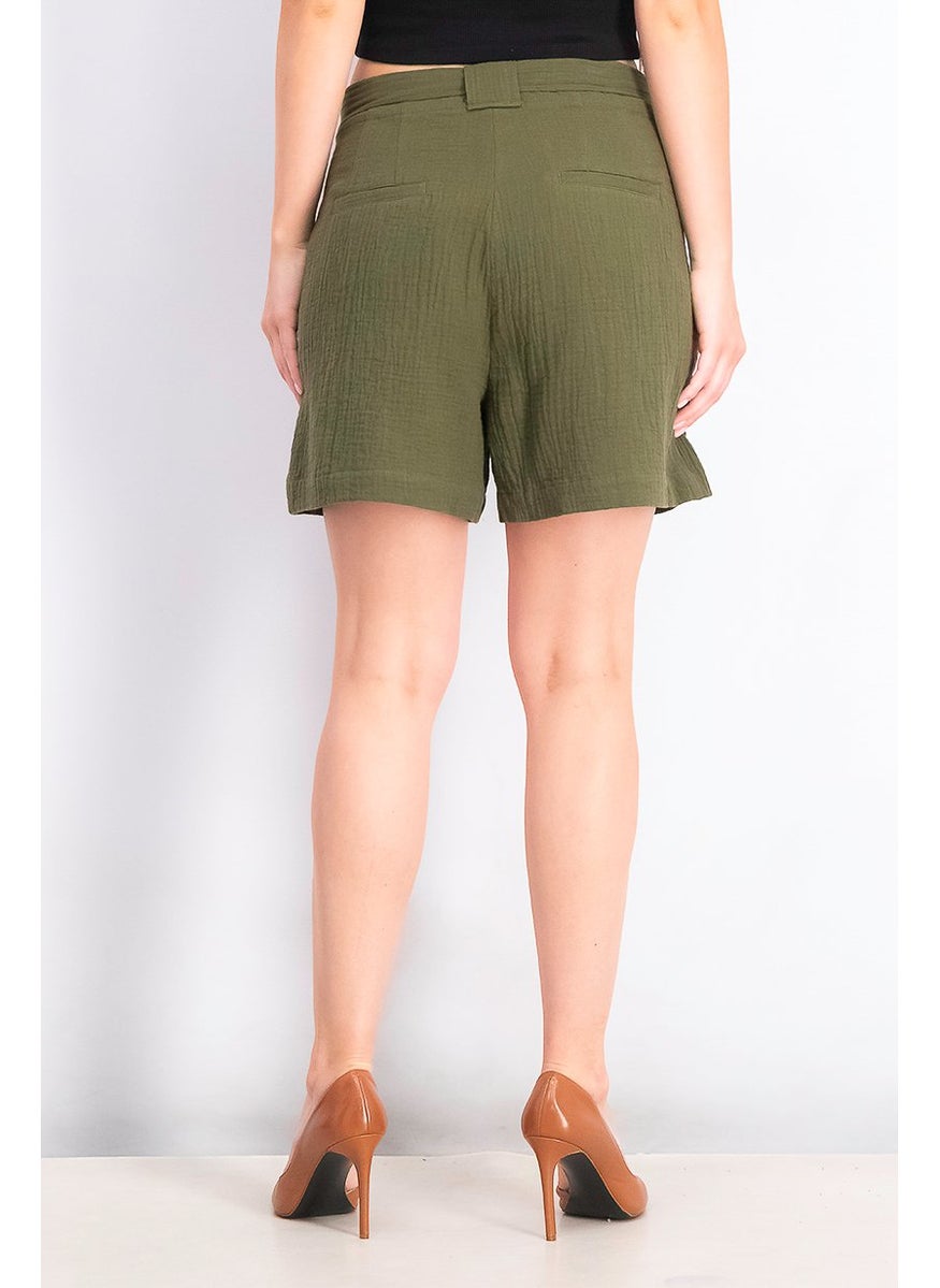 Women Drawstring Plain Shorts, Olive - pzsku/Z11EFEFA9AD06C12485E3Z/45/_/1739801642/7d8abd77-6e7e-49f5-8e03-fa2c911ac945