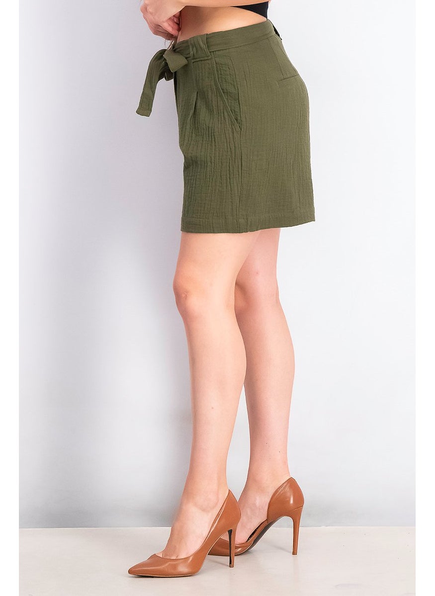 Women Drawstring Plain Shorts, Olive - pzsku/Z11EFEFA9AD06C12485E3Z/45/_/1739801644/ff14a5f0-1541-41b6-bf1f-cbb27a6950e0