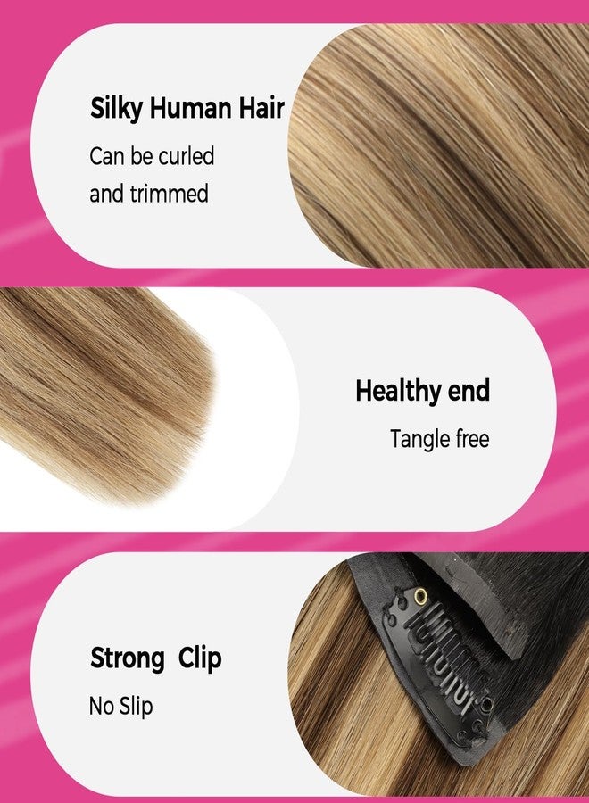 Lashey Seamless Clip in Hair Extensions 4pcs 46g Ombre Balayage Ash Brown to Honey Blonde Clip in Hair Extensions Human Hair with Highlighted Effect 18 Inch Straight Human Hair - Image 5