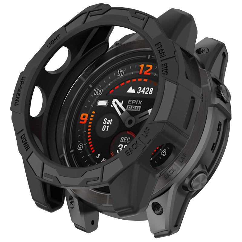 Disscool غطاء حالة متوافق مع Garmin EPIX Pro 51mm/Fenix 7X Pro/Fenix 7X، غطاء حماية مضاد للسقوط من PC بديل، ملحقات ساعة ذكية (51mm/أسود) - Image 2