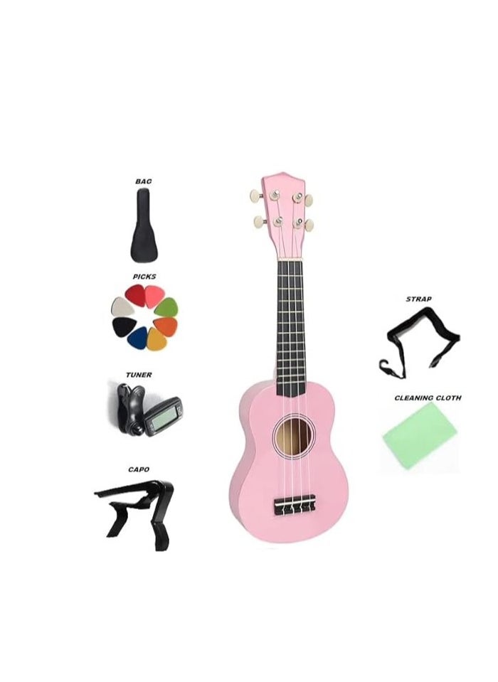 Super Summer Sale Offer Basswood Body Pink Color Soprano Beginner Ukulele With Bag, Capo, Strap, Picks, Tuner, Cleaning Cloth - pzsku/Z11EFF6E2B996186ABDE7Z/45/_/1722761924/79ba518c-61f9-4193-9b1c-828931b817d9