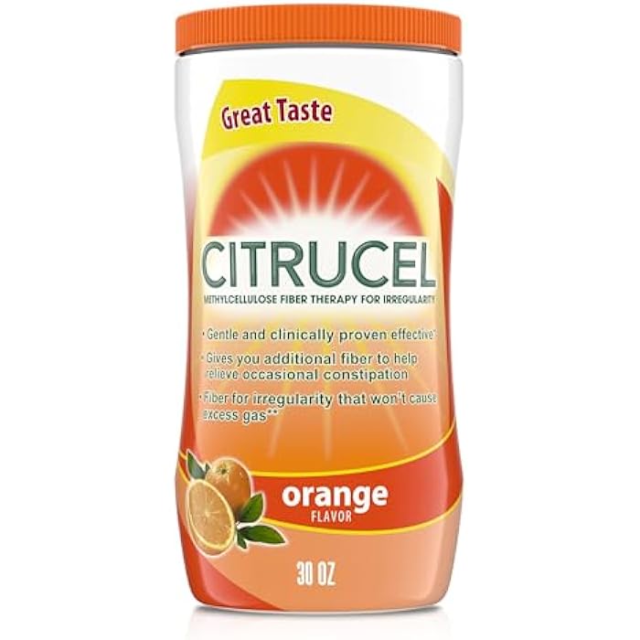CITRUCEL Fiber Powder for Occasional Constipation Relief, Methylcellulose Fiber Powder, Orange Flavor - 30 Ounces - Image 1