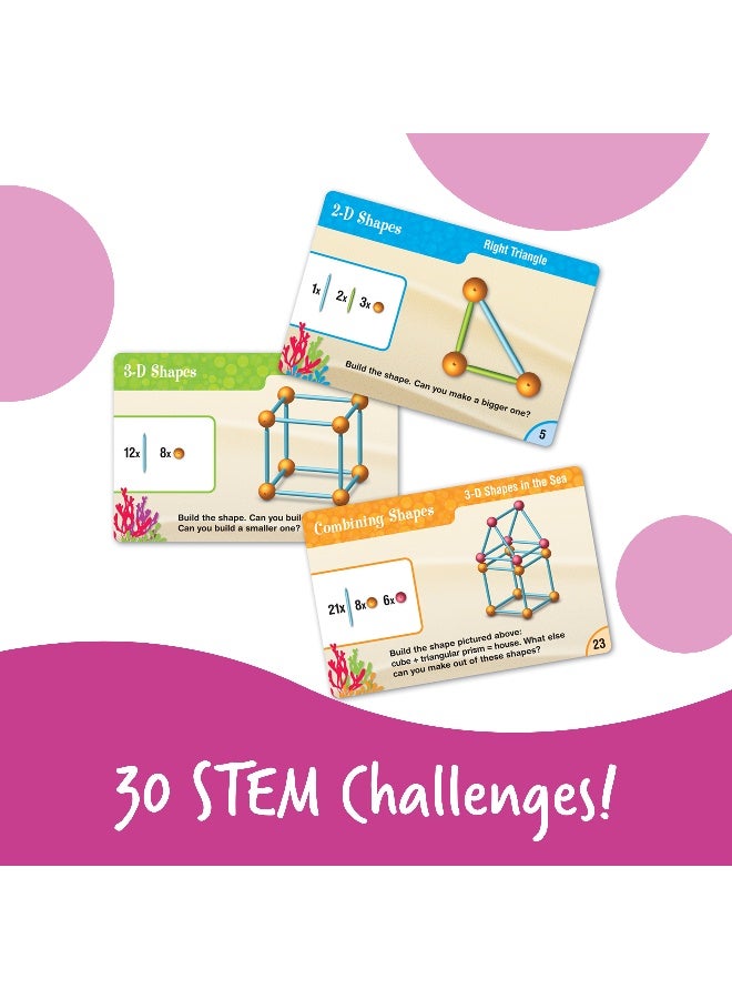 ليرننج ريسورسز مجموعة موارد التعلم "الغوص في الأشكال البحرية وبناء الهندسة"، مجموعة بناء الأشكال ثنائية وثلاثية الأبعاد مع بطاقات أنشطة، للأعمار من 6 سنوات فما فوق - Image 3