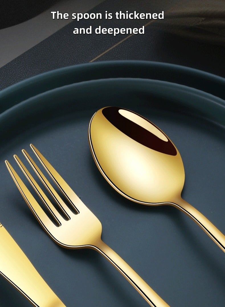 مجموعة أدوات الطعام من الفولاذ المقاوم للصدأ ، مناسبة لـ 6 أشخاص ، مناسبة للسكاكين والشوكات والملاعق في المنازل والمطاعم - Image 1