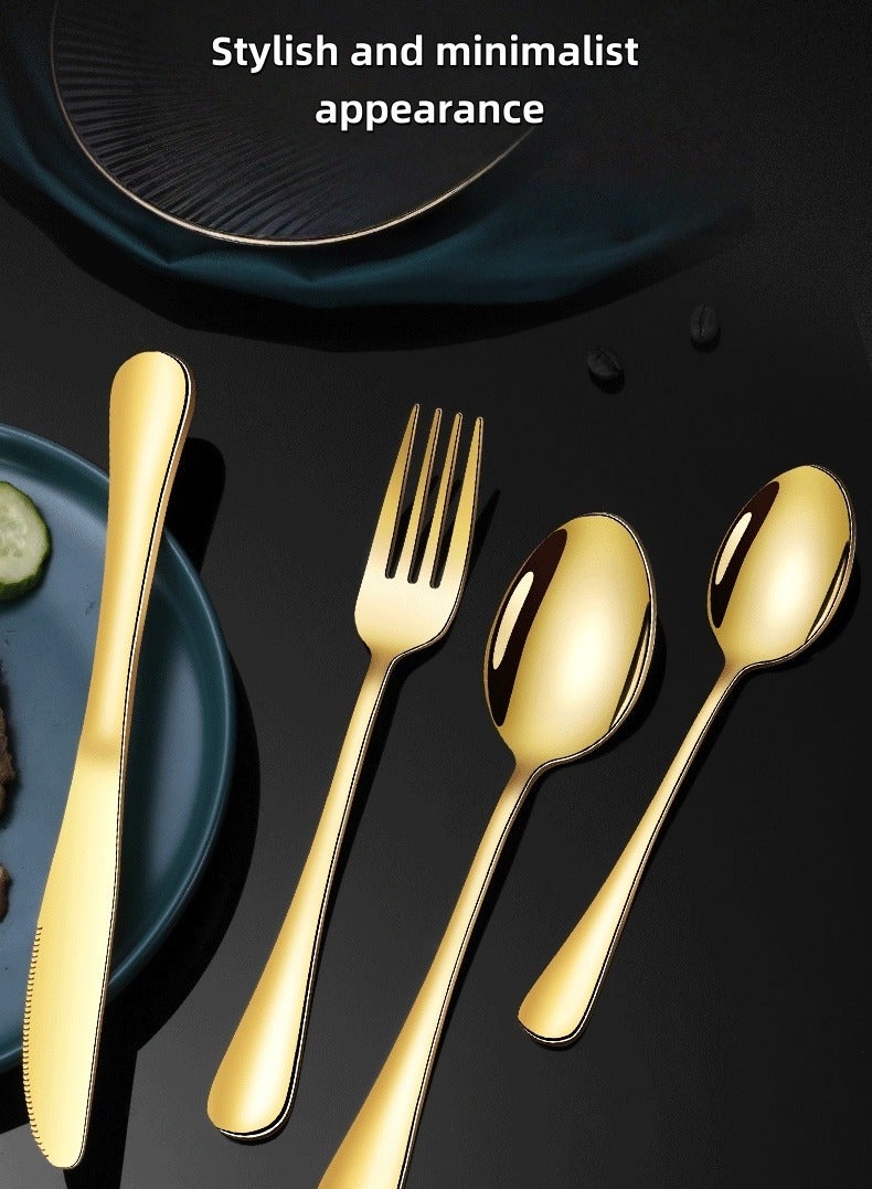 مجموعة أدوات الطعام من الفولاذ المقاوم للصدأ ، مناسبة لـ 6 أشخاص ، مناسبة للسكاكين والشوكات والملاعق في المنازل والمطاعم - Image 2