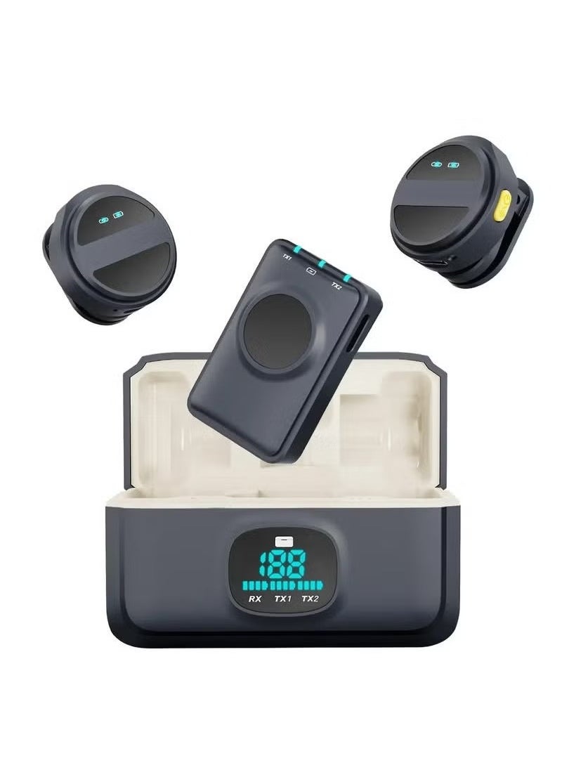 TIGER - SX21-New 1 Drag 2 Lavalier Microphone | 2.4GHz Wireless Mini Microphone for Mobile Phones – Dual Mic Setup for Clear Recording – Noise Reduction & Real-Time Sync – Plug & Play, No App Needed – Perfect for Vlogs, Interviews, Podcasts & Live Streaming - Image 1