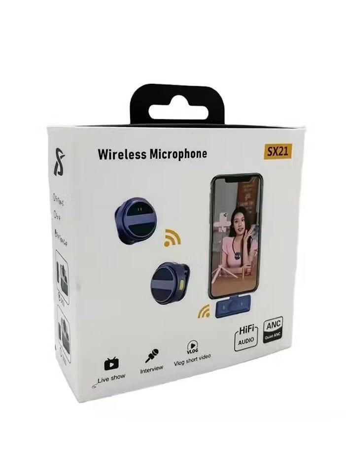 TIGER - SX21-New 1 Drag 2 Lavalier Microphone | 2.4GHz Wireless Mini Microphone for Mobile Phones – Dual Mic Setup for Clear Recording – Noise Reduction & Real-Time Sync – Plug & Play, No App Needed – Perfect for Vlogs, Interviews, Podcasts & Live Streaming - Image 1
