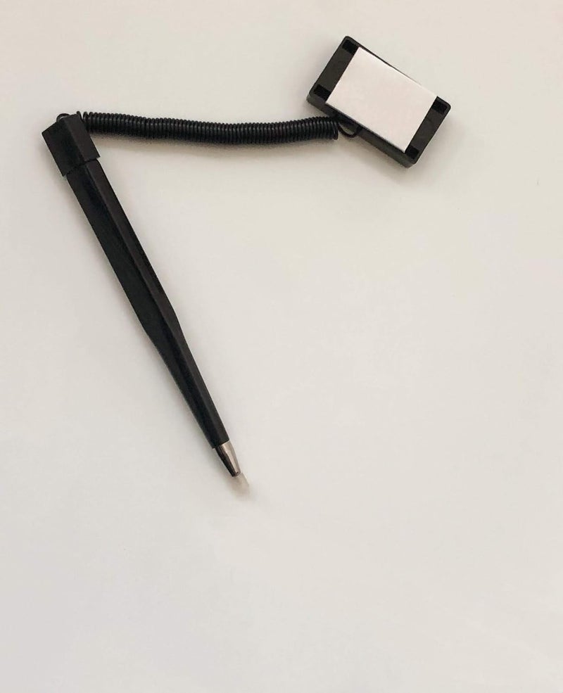 Nobo 5 Pack Counter Coil Corded Wedgy Pen with Adhesive Backing, Great for Clipboards, Medium 1.0mm Tip Black Ink (5 Pack Counter Pen) - Image 1