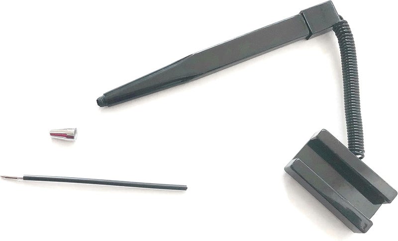 Nobo 5 Pack Counter Coil Corded Wedgy Pen with Adhesive Backing, Great for Clipboards, Medium 1.0mm Tip Black Ink (5 Pack Counter Pen) - Image 3