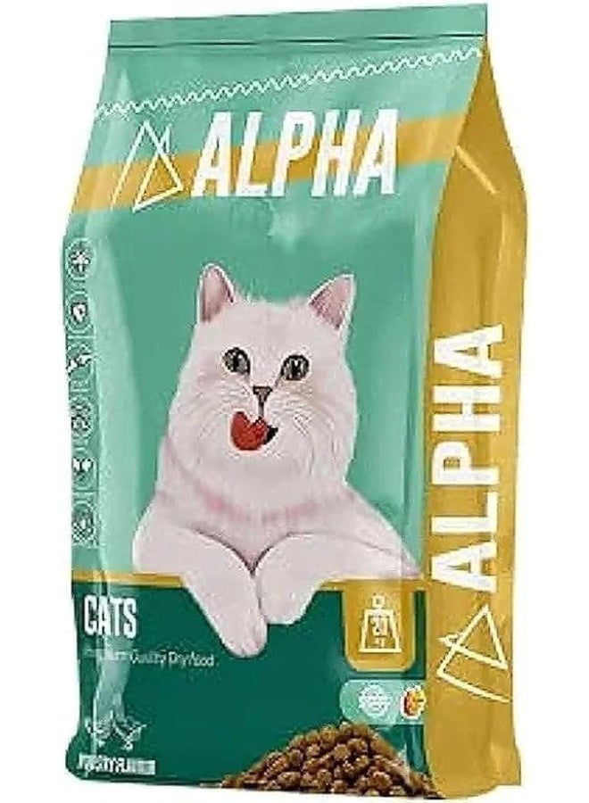 ألفا طعام جاف للقطط الكبيرة الفا، بطعم الفراخ (1 كيلوجرام)، كل مراحل الحياة، الدجاج - Image 1
