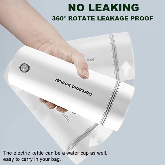 BLYPHOO Portable Electric Kettle Portable Water Boiler Stainless Steel Travel Beaker Tea Kettle Automatic Shut Off Electric Kettle For Travel  Electric Mini Travel Kettle For Making Tea Coffee Milk 350Ml - Image 5