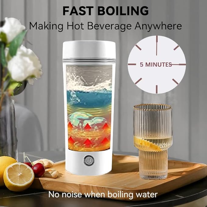 BLYPHOO Portable Electric Kettle Portable Water Boiler Stainless Steel Travel Beaker Tea Kettle Automatic Shut Off Electric Kettle For Travel  Electric Mini Travel Kettle For Making Tea Coffee Milk 350Ml - Image 4