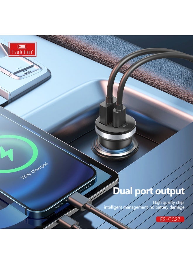 Earldom 30W Car Charger CC27 Dual USB Fast Charging Adapter 12V–24V - Image 2