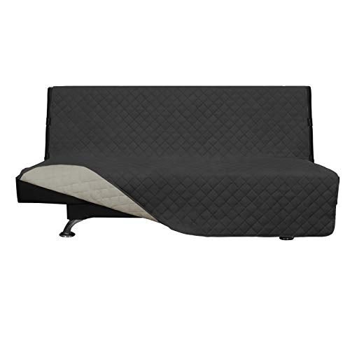 Easy-Going EasyGoing Futon Sofa Slipcover Reversible Sofa Cover Armless Futon Cover Furniture Protector Couch Cover Water Resistant Pets Kids Children Dog Cat Futon DarkgrayBeige