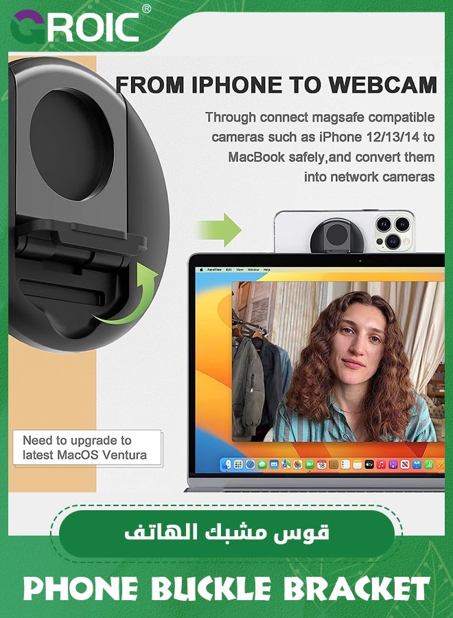 GROIC iPhone Camera Mount, MagSafe Continuity Camera Mount, Turn iPhone to Webcam, Compatible with MacBook Pro, Air, iPhone 15 14, iPhone 13 / 12, Black  - Image 3
