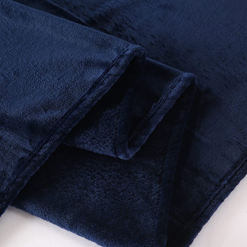 TASTHROW Large Flannel Fleece Throw Blanket, 50Ã—70 Inch - Cozy Lightweight Thick Blanket - All Seasons Suitable for Women, Men and Kids (Navy) - Image 3