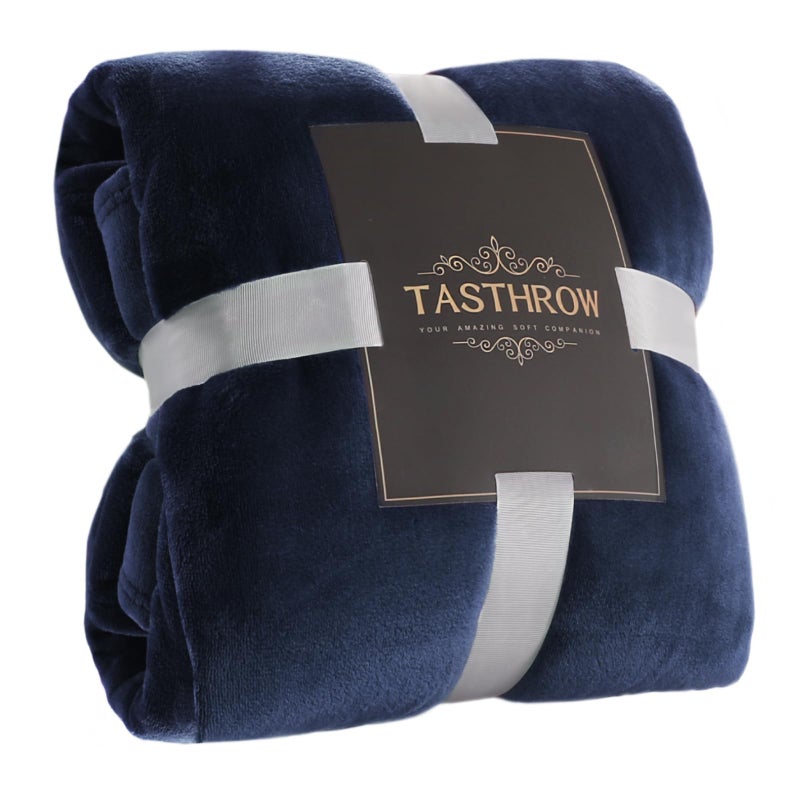TASTHROW Large Flannel Fleece Throw Blanket, 50Ã—70 Inch - Cozy Lightweight Thick Blanket - All Seasons Suitable for Women, Men and Kids (Navy) - Image 1
