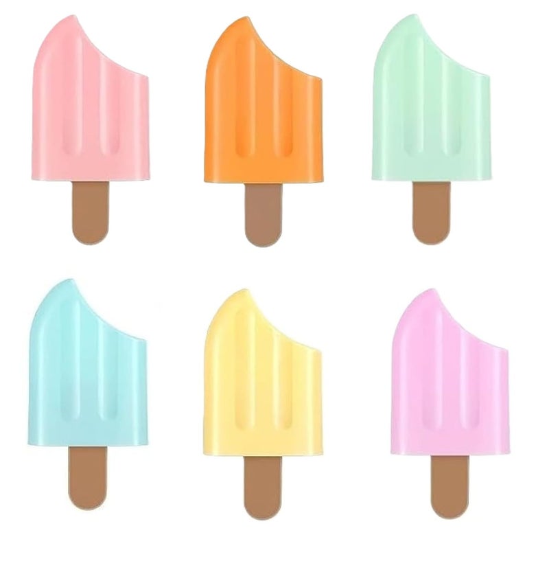 Faded 6 Pcs Mini Highlighter Cute Shaped Pens for School Office Supplies Writing Stationery (Ice Candy) - Image 1