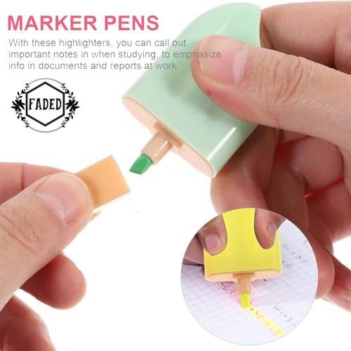 Faded 6 Pcs Mini Highlighter Cute Shaped Pens for School Office Supplies Writing Stationery (Ice Candy) - Image 3