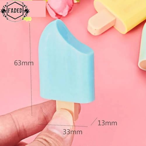 Faded 6 Pcs Mini Highlighter Cute Shaped Pens for School Office Supplies Writing Stationery (Ice Candy) - Image 2