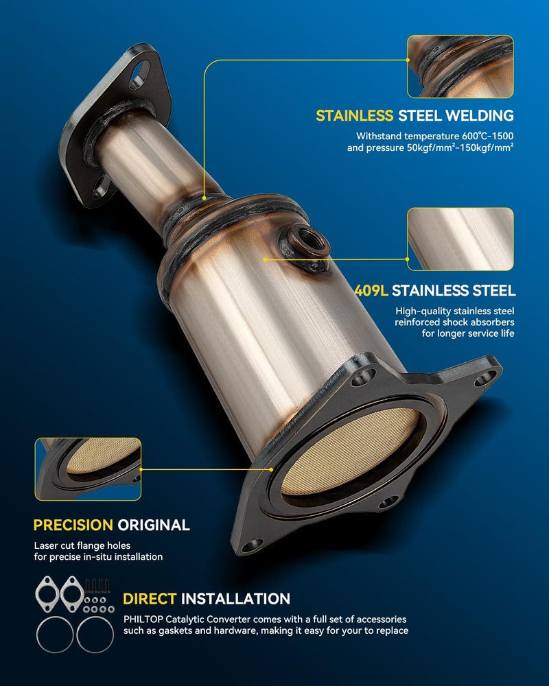 PHILTOP Catalytic Converter by PHILTOP Replacement for Edge 2007-2010, Sable 2008-2009, CX-9, 6, MKZ, MKX, MKS, Taurus X, Taurus, Fusion, Flex, Catalyst Convert 16491, 2 Packs - Image 3