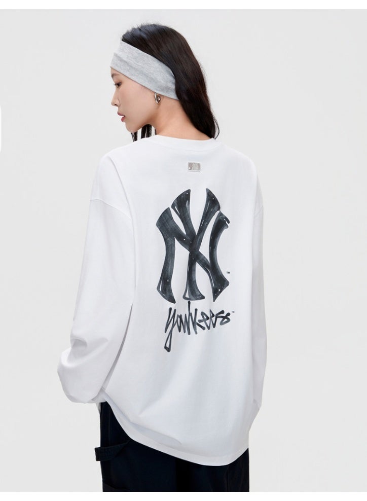 MLB Unisex NY Yankees Graffiti Print White Long Sleeve T‑Shirt-XXX - Image 1