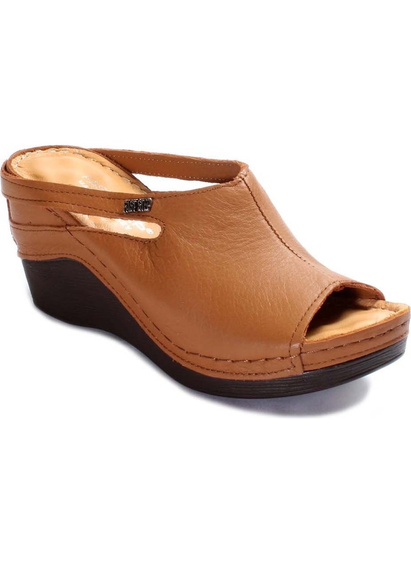 Fast Step Women's Leather Comfortable Summer Wedge Heel Casual Slippers Brown 972za1001  - Image 3