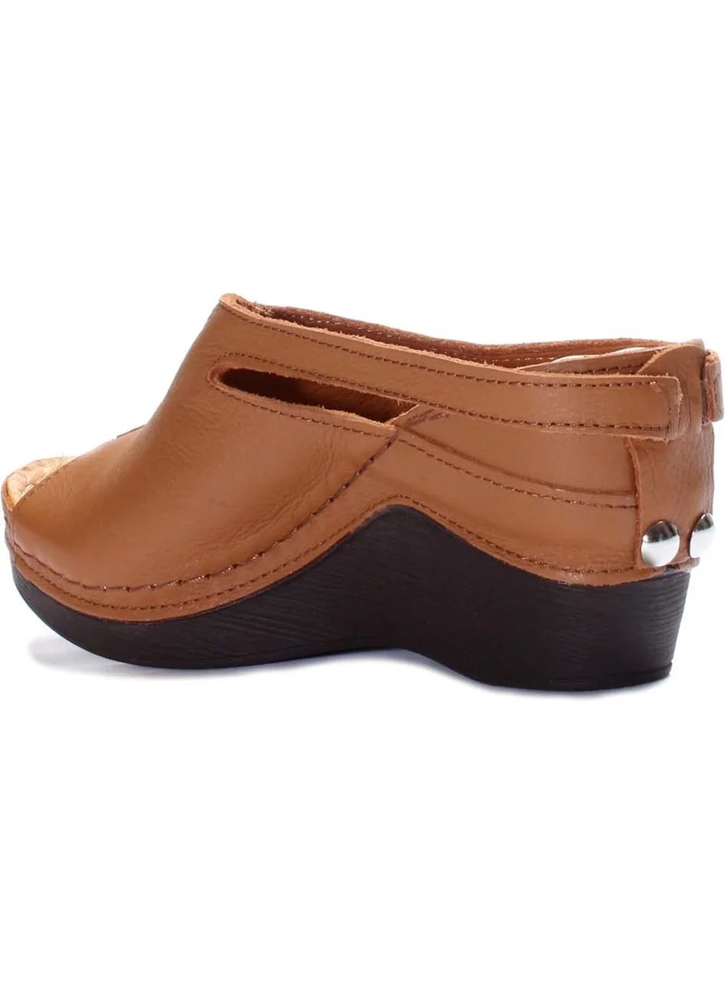 Fast Step Women's Leather Comfortable Summer Wedge Heel Casual Slippers Brown 972za1001