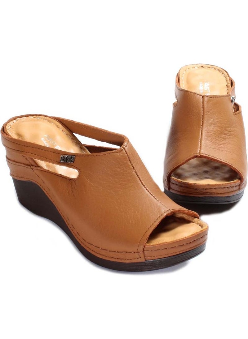 Fast Step Women's Leather Comfortable Summer Wedge Heel Casual Slippers Brown 972za1001  - Image 4