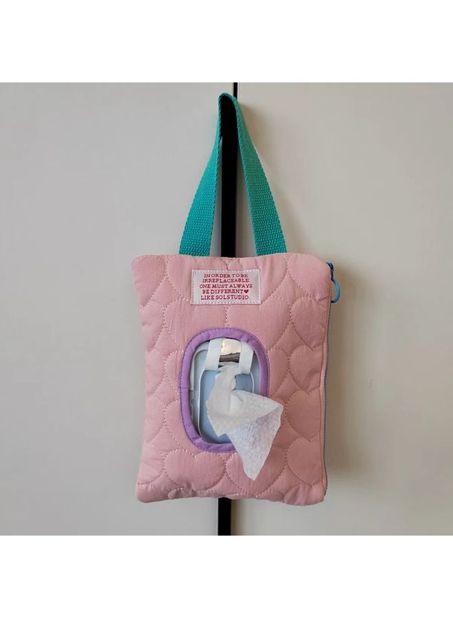 Pink Portable Pull Out Travel Tissue Box Wet Wipes Organizer Diaper Changing Pouch - Image 4