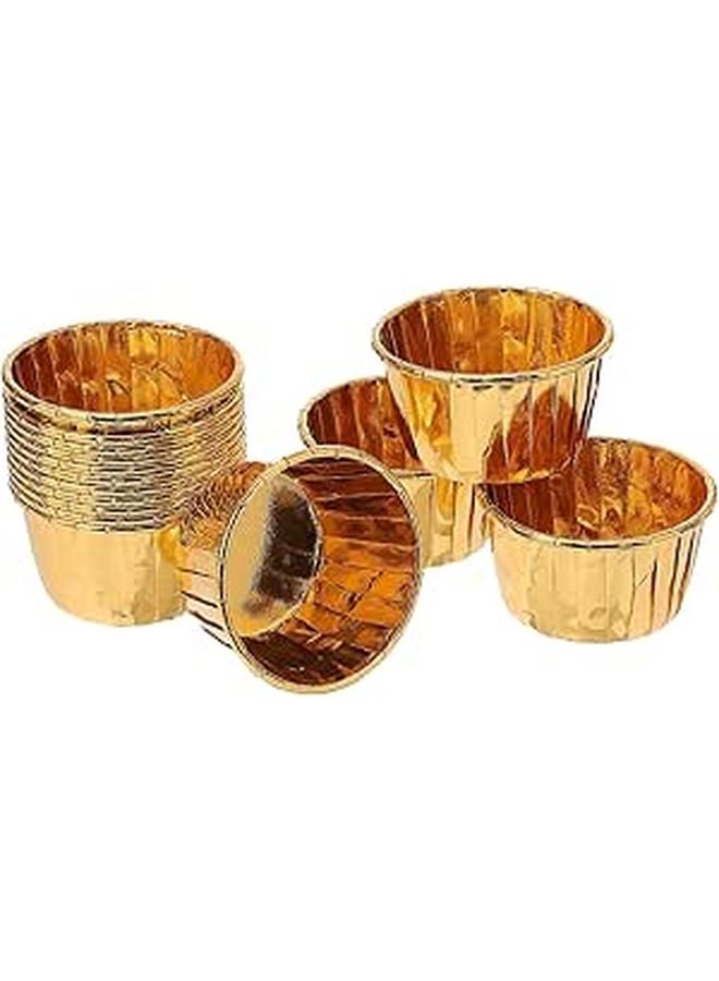 Gold Foil Baking Cups 50 Pcs Heat Resistant Muffin Cupcake Liners - Image 1