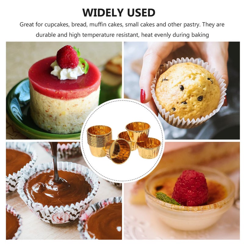 Gold Foil Baking Cups 50 Pcs Heat Resistant Muffin Cupcake Liners - Image 4