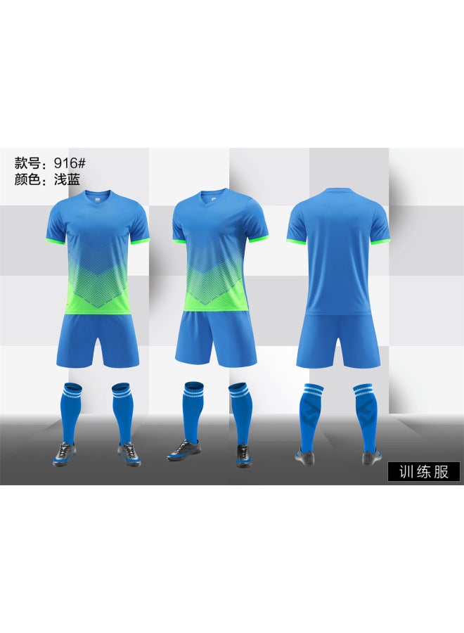 916 Light Blue Short Sleeve Football Jersey - Image 1