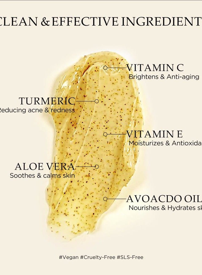 Srripo Revitalizing Exfoliation Face Scrub with Vitamin C and Turmeric – Gentle Exfoliating Face Wash for Blackheads, Pore Dirt & Dark Spots –Daily Balancing Facial Scrub for All Skin Types, 4.23 Fl Oz - Image 5
