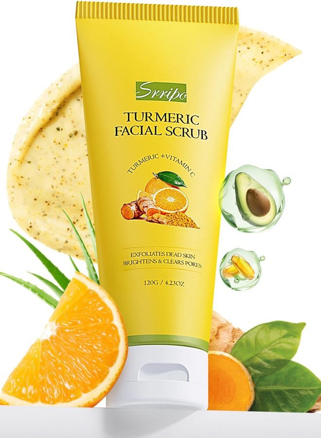 Srripo Revitalizing Exfoliation Face Scrub with Vitamin C and Turmeric – Gentle Exfoliating Face Wash for Blackheads, Pore Dirt & Dark Spots –Daily Balancing Facial Scrub for All Skin Types, 4.23 Fl Oz - Image 1