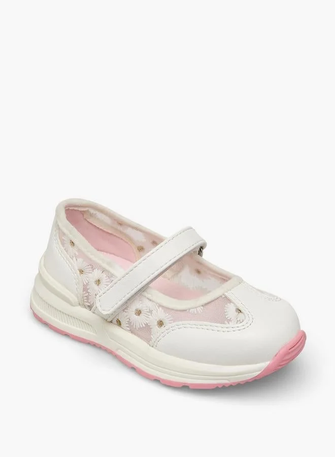 بيرفيت Girls Floral Embroidered Mary Jane Shoes