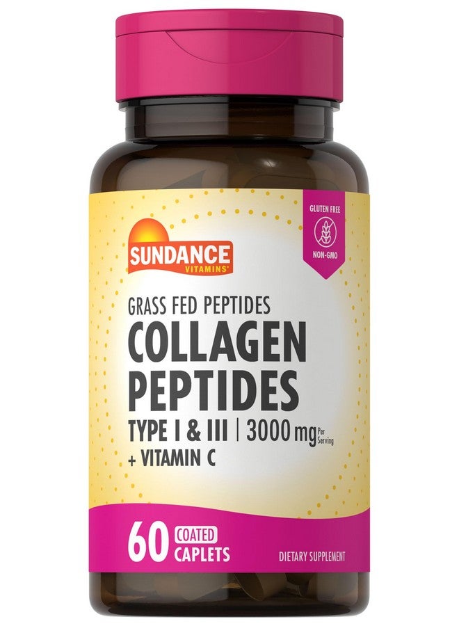 Sundance حبوب كولاجين بيبتيد من ساندانس | 3000 ملغ | النوع I و II مع فيتامين C | 60 قرص | مكمل غير معدل وراثيًا وخالي من الغلوتين - Image 1