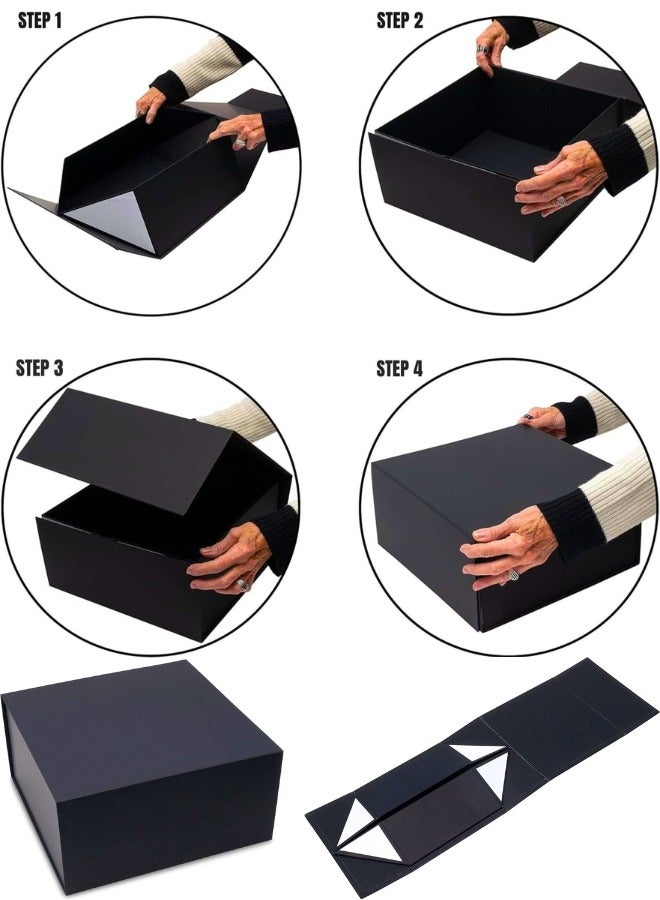 Chase Up Large Black Magnetic Gift Box – 32x32x16 cm (12x12x6 Inches) – Matte Finish with Collapsible Lid – Pack of 1 – Ideal for Small Business, Weddings, Holidays, Birthdays & Premium Gifting  - Image 2