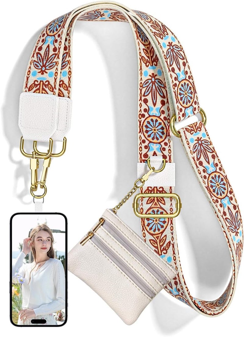 KHOLAD Phone Wrist Strap with Zipped Pouch Clip & Go Strap for Mobile with Leather Wallet Crossbody Adjustable Buckle Chain Lanyard - Comfortable & Durable Accessory for Stylish Women - Image 1